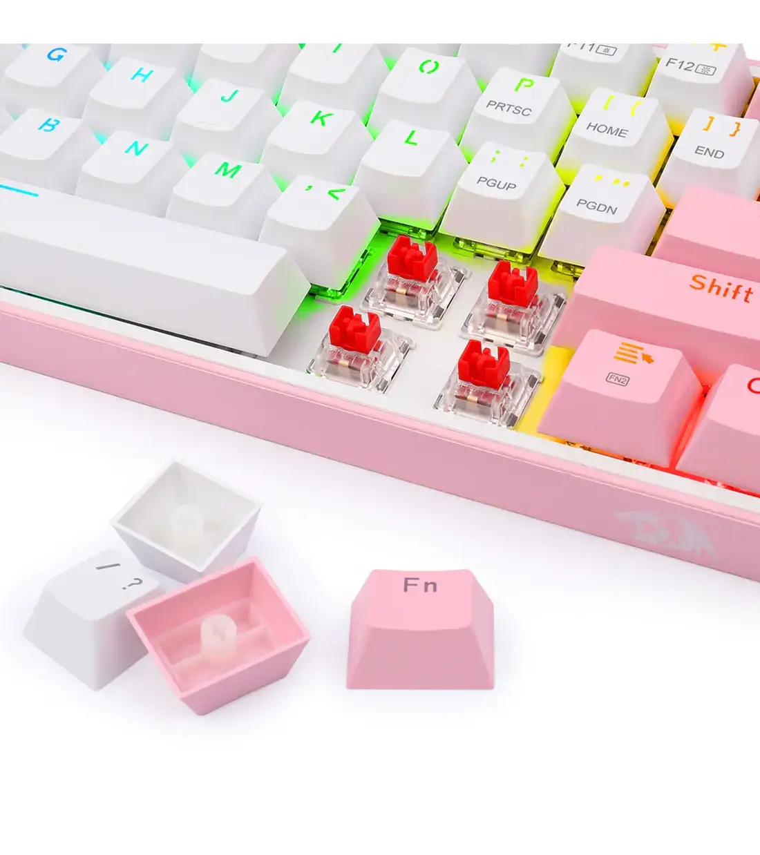کیبورد گیمینگ مکانیکال ردراگون مدل REDRAGON K616 FIZZ PRO RGB WHITE & PINK WIRELESS