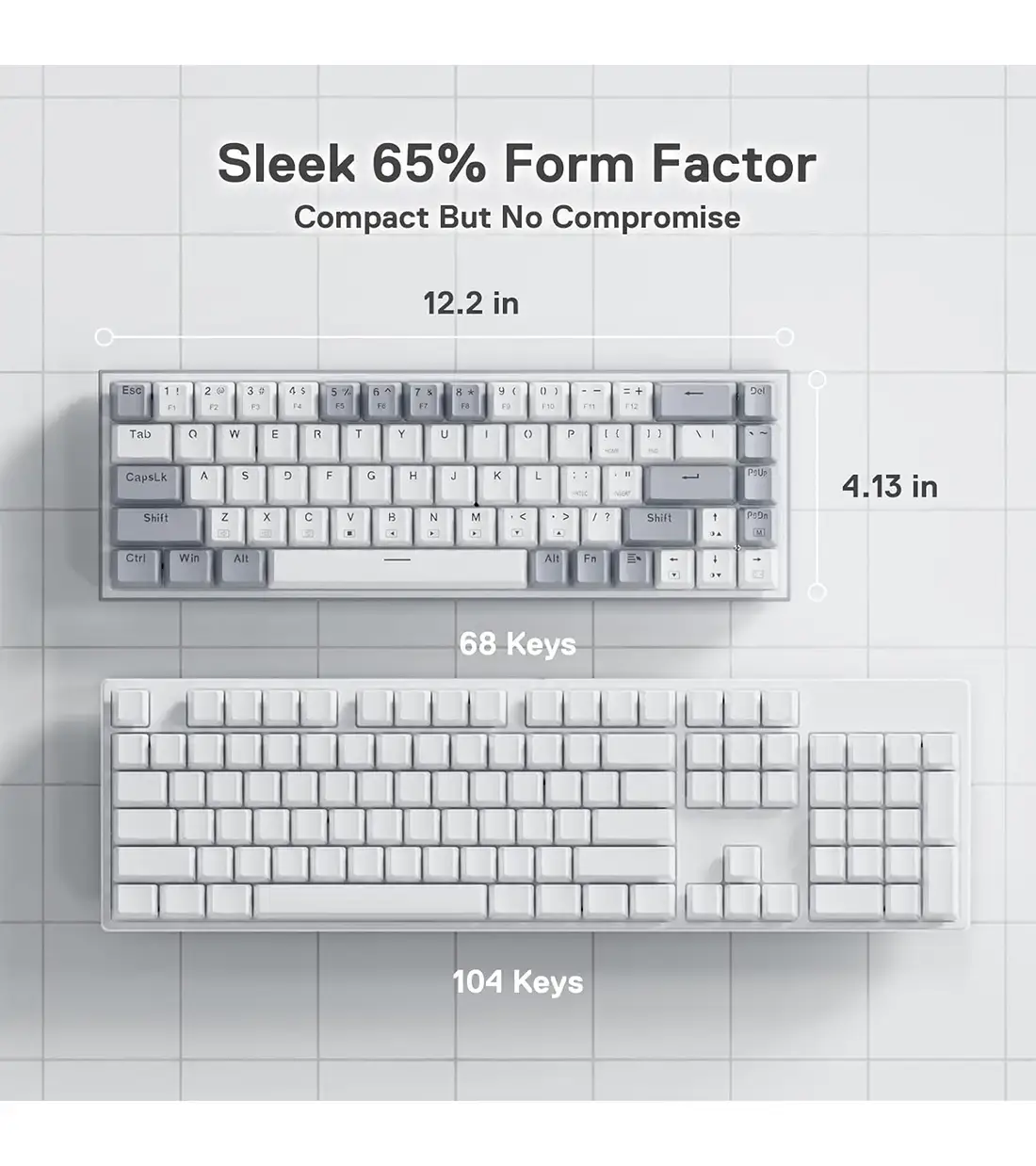کیبورد مکانیکال ردراگون مدل REDRAGON CASTOR K631 WHITE-GREY