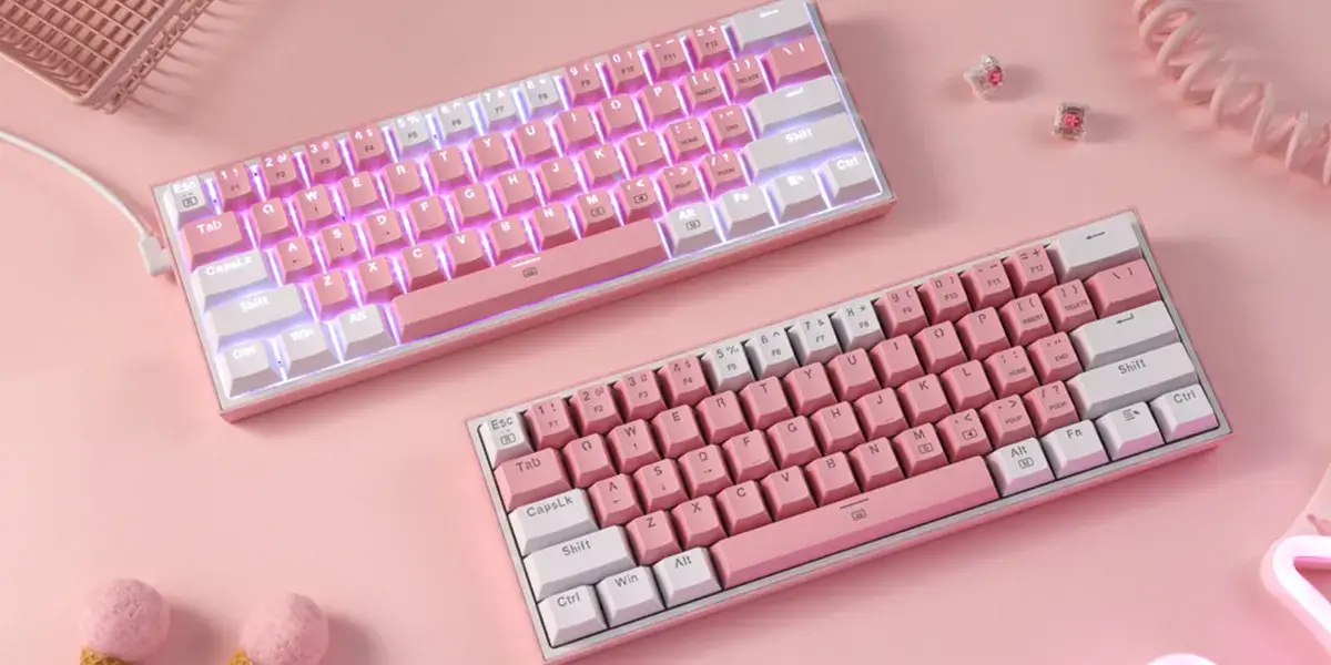 کیبورد مکانیکال گیمینگ ردراگو REDRAGON K617 FIZZ WHITE-PINK WIRED