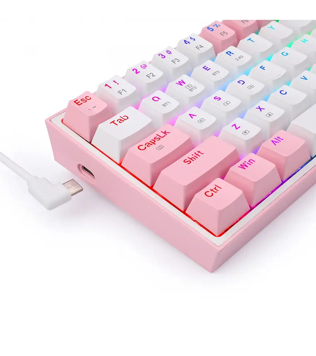 کیبورد گیمینگ مکانیکال ردراگون مدل REDRAGON K616 FIZZ PRO RGB WHITE & PINK WIRELESS