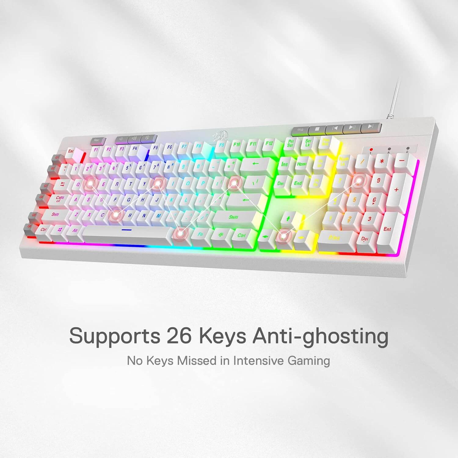کیبورد گیمینگ ردراگون مدل REDRAGON SHIVA K512 WHITE