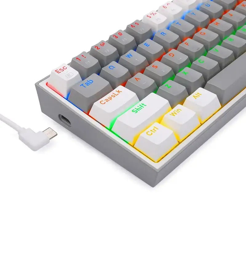 کیبورد مکانیکال ردراگون مدل  REDRAGON FIZZ  K617 GREY & WHITE WIRED