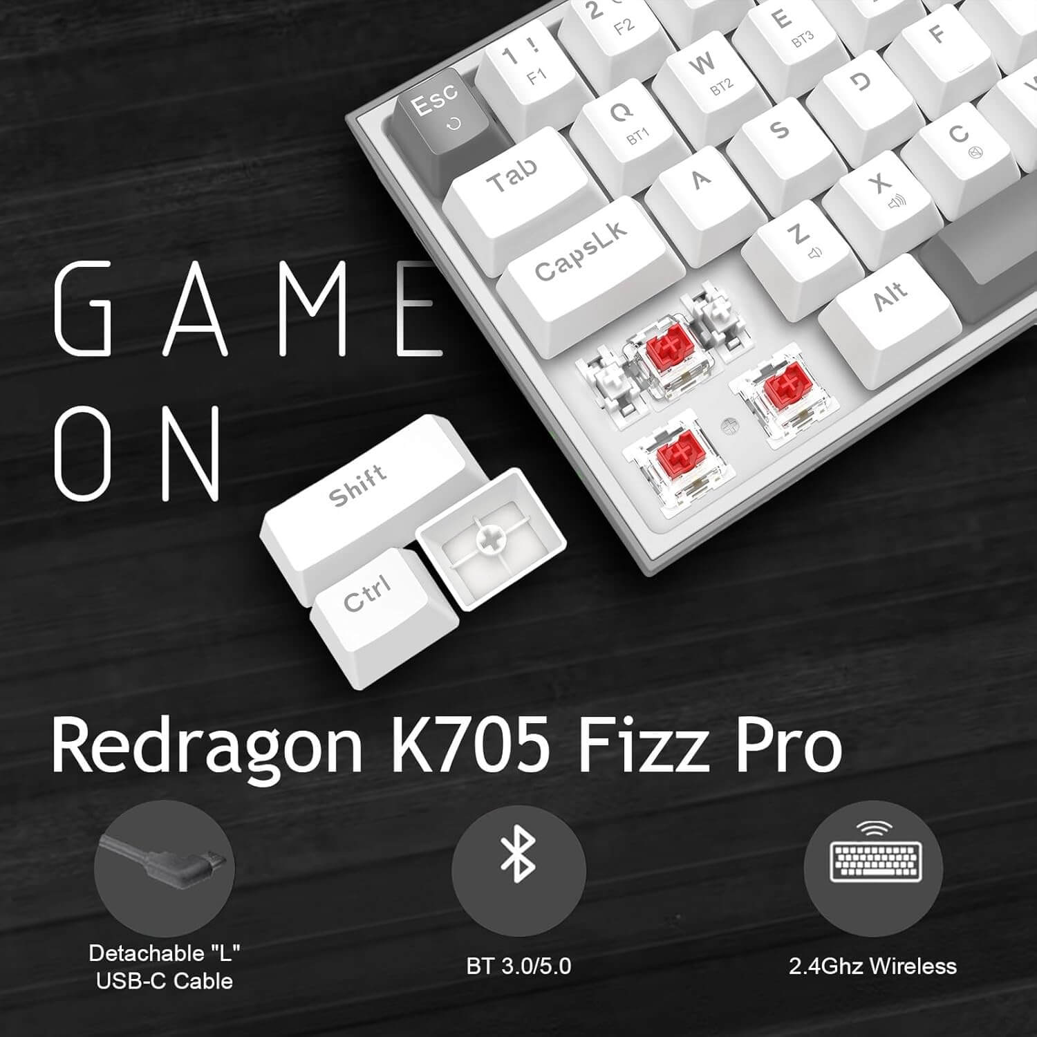 کیبورد بی سیم/باسیم مکانیکال گیمینگ ردراگون K705 WG PRO