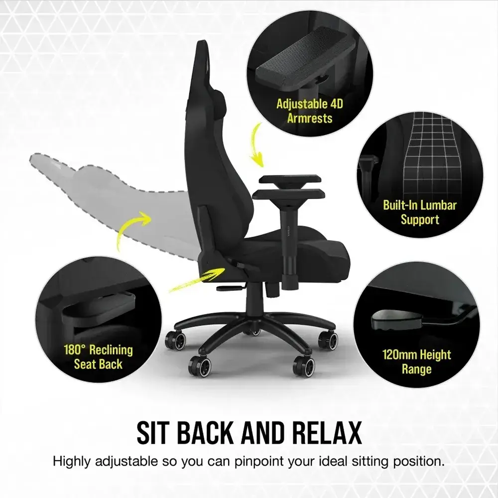 صندلی ارگونومیک و گیمینگ کورسیر مدل CORSAIR TC200 PLUSH LEATHERETTE - BLACK