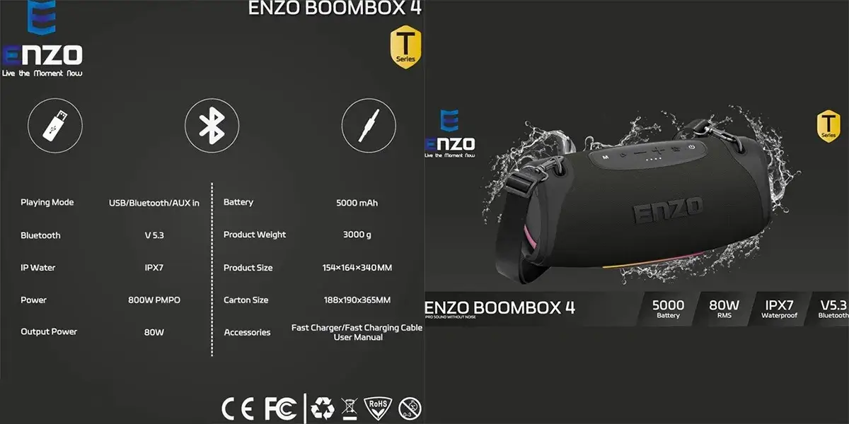 اسپیکر همراه انزو مدل ENZO BOOMBOX4