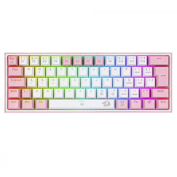کیبورد مکانیکال گیمینگ ردراگو REDRAGON K617 FIZZ WHITE-PINK WIRED