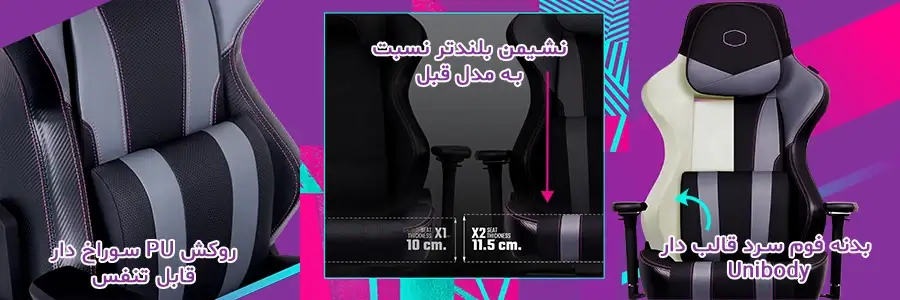 صندلی ارگونومیک و گیمینگ کولرمستر COOLERMASTER CALIBER X2C BLACK
